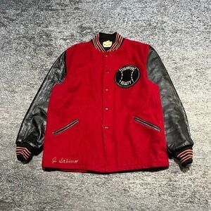 Vintage Stauffer Reality Butwin Varsity Jacket Sz 46 Large 1950s 1960s Black Red